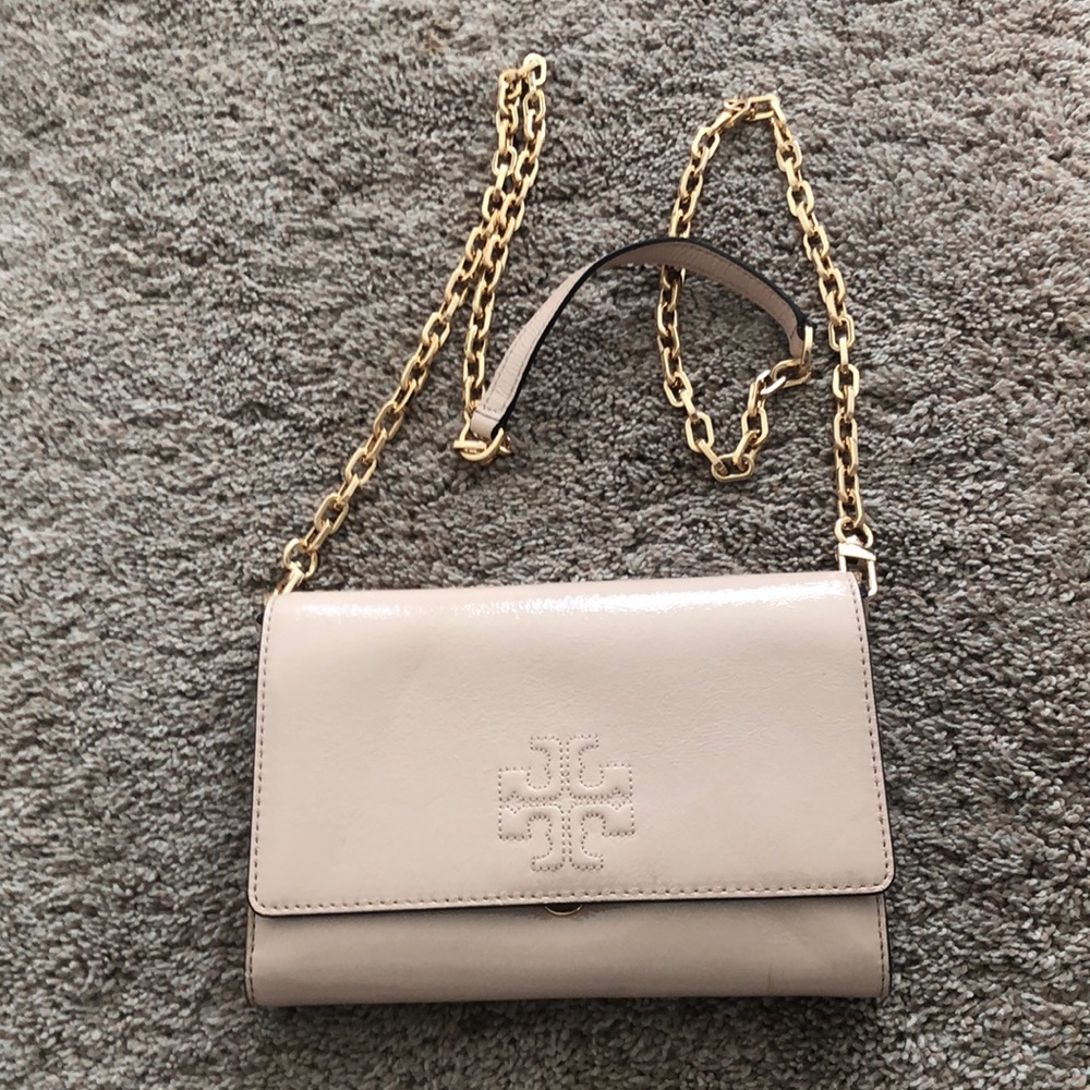Tory Burch wallet on a chain